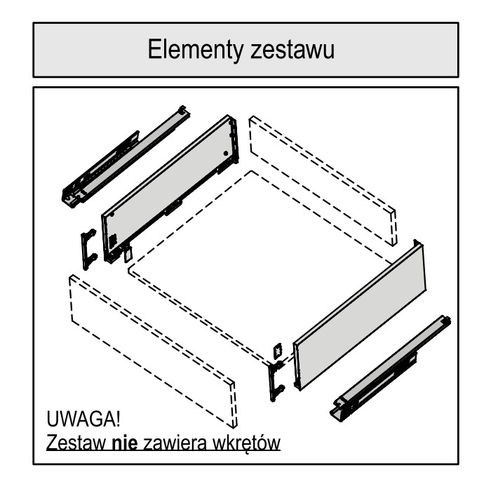 Szuflada SEVROLLBOX SLIM 500 mm niska H 84 Biała